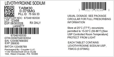 Label (0527 3282 46 Levothyroxine 0.075mg 67046 1635 30)